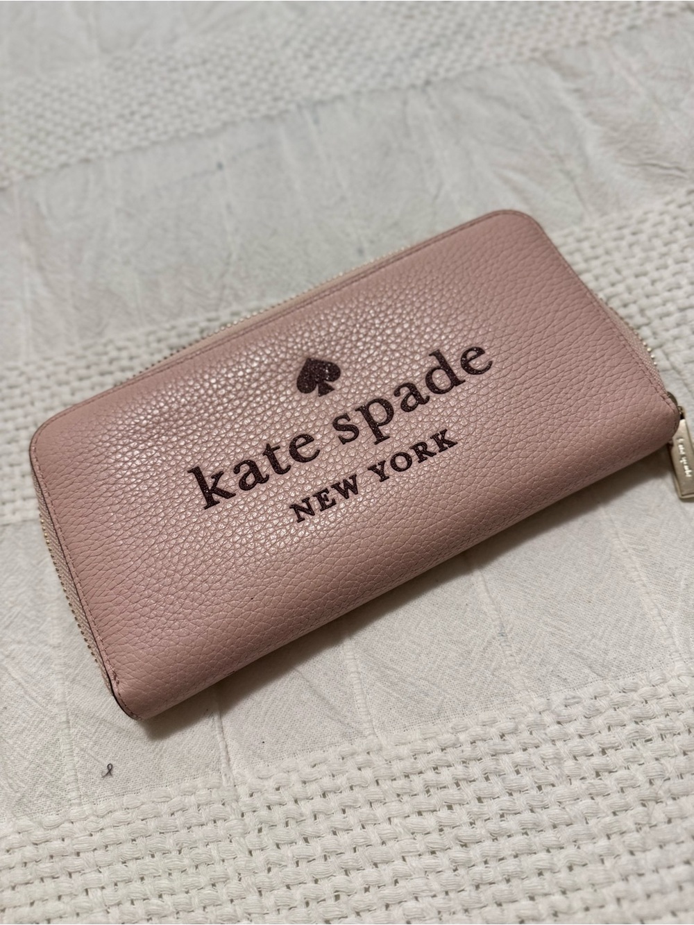 kate spade Pale Pink Pebbled Zip Around Wallet